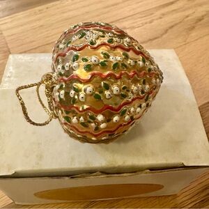 Festive Gold and Red Holiday Ornament